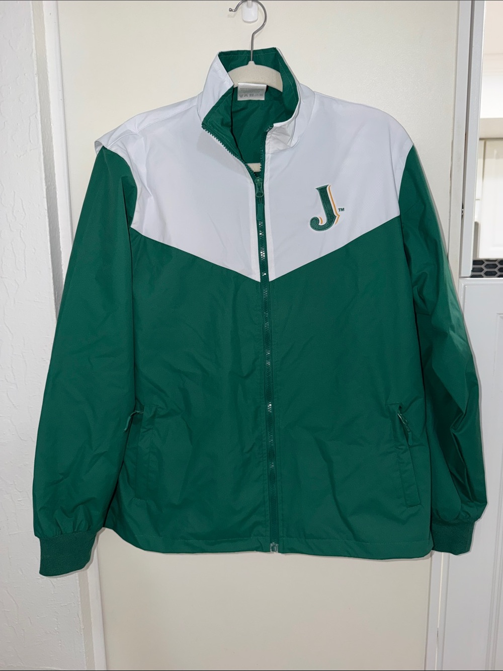 Jameson Women’s Green & White Athletic Windbreaker Jacket | XL